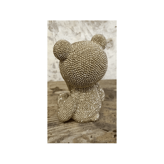 Sculptuur Teddybeer M Glinster Goud Polystone 12,5x11x17,5cm