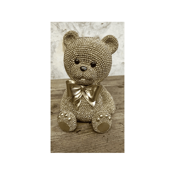 Sculptuur Teddybeer M Glinster Goud Polystone 12,5x11x17,5cm