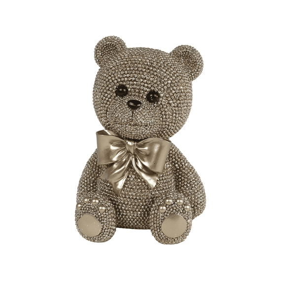 Sculptuur Teddybeer M Glinster Goud Polystone 12,5x11x17,5cm