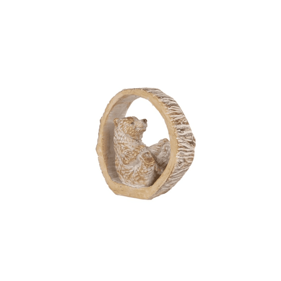 Sculptuur Beer In Boomschors Bruin Polystone 8x5x9cm 3ass.