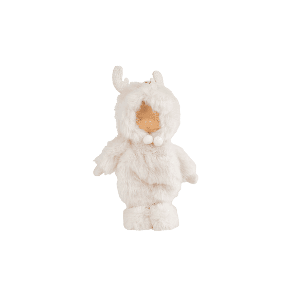 Decoratie Winter Kid S Creme/bruin Textiel 18x11x31cm 2 Assortiment