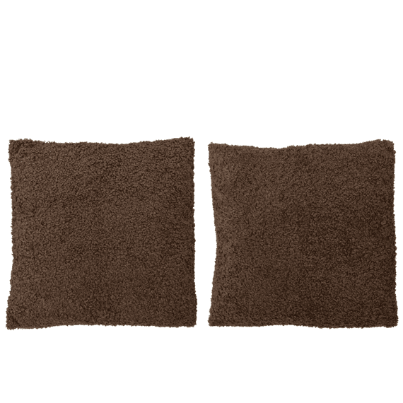 J-line Kussen Geruit+rendier Poly Bruin 45x45x15cm 2 Assortiment