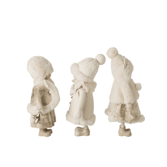 J-line Meisje Ster Poly Beige/wit 28x16x46cm 3 Assortiment