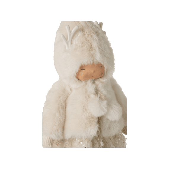 J-line Meisje Ster Poly Beige/wit 28x16x46cm 3 Assortiment