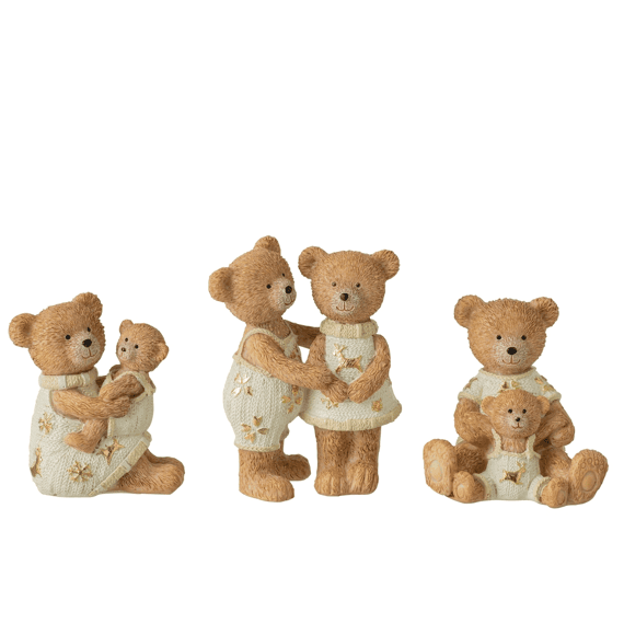 J-line Beer Koppel+kinderen Polyresin Cam 8x4,5x10,5cm 3 Assortiment