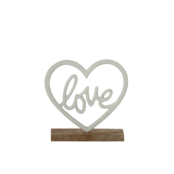 J-line Liefde/hart Op Voet Alu Wit/naturel S 20,5x5x20,5cm