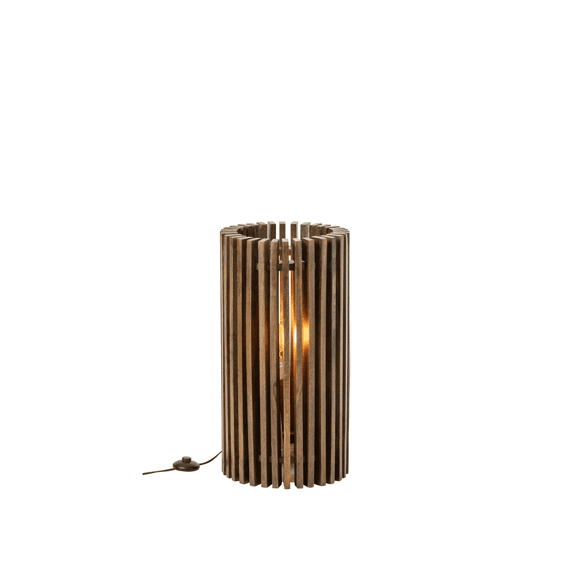 J-line Tafellamp Geribbeld Mangohout Bruin 32x32x62cm