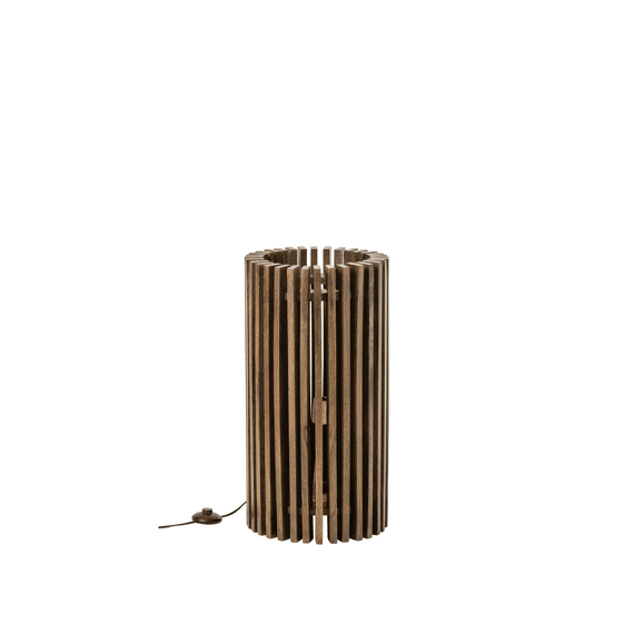 J-line Tafellamp Geribbeld Mangohout Bruin 32x32x62cm