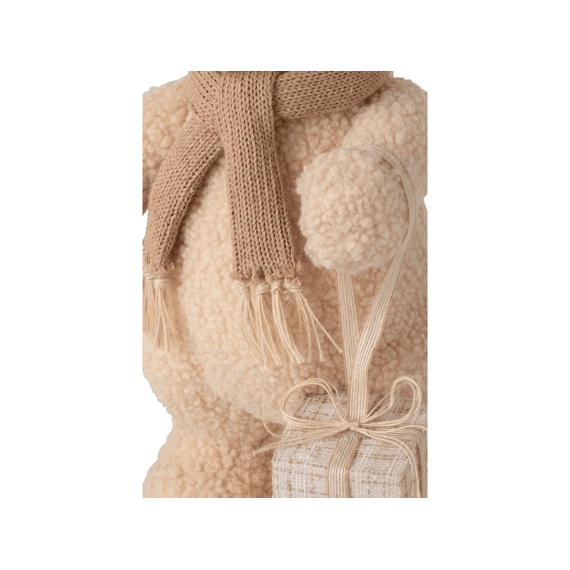 J-line Beer Met Cadeau Stof Beige S 26x21x20cm Assortiment