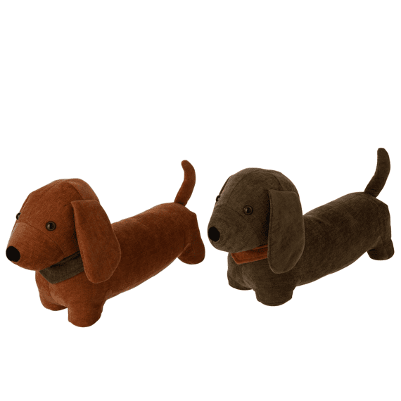 J-line Deurstop Hond Dash Poly Bruin 42x13x23cm 2 Assortiment
