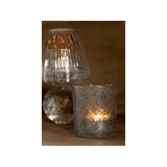 J-line Theelichthouder Bloemen Glas S 7,3x7,3x8cm 2 Assortiment