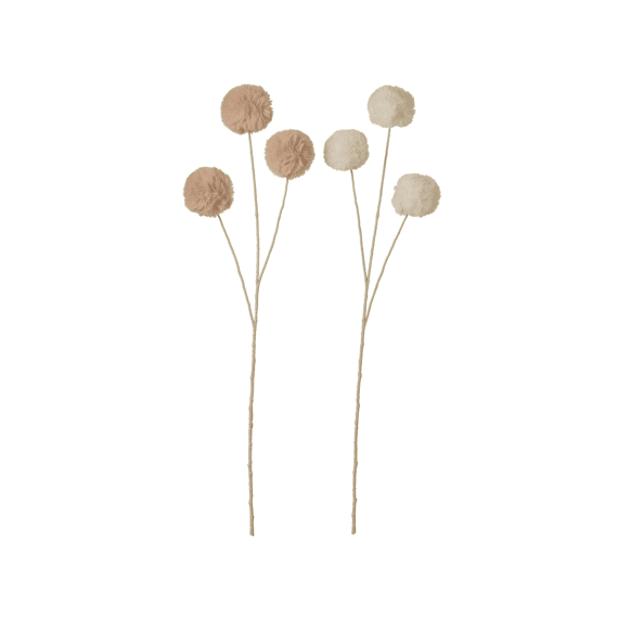 J-line Deco Tak Pompon Kat Beige/ecru 73x16x6cm Assortiment