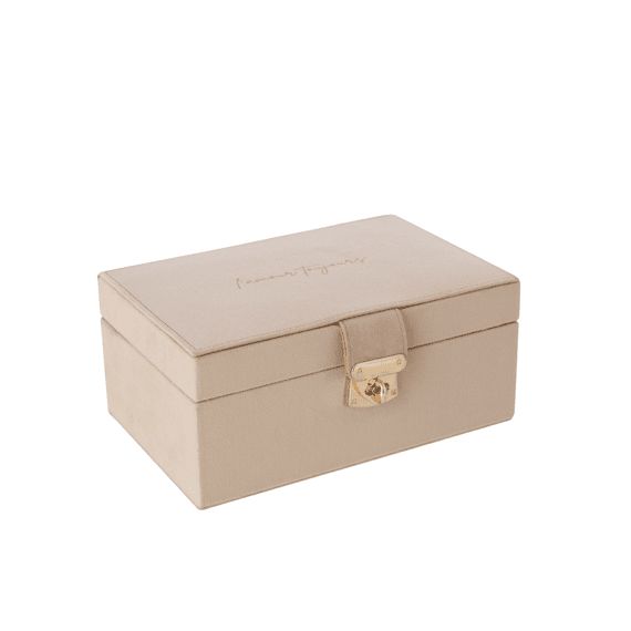 J-line Sieradendoosje Opbergvak Fluweel Beige 21,5x14x9,5cm