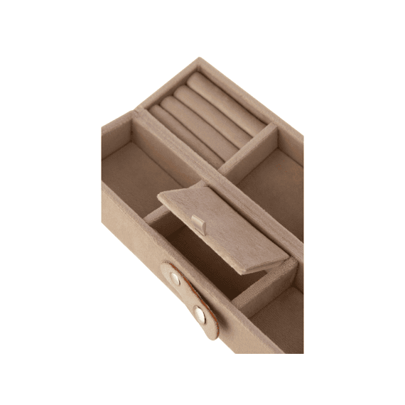 J-line Sieradendoosje Opbergvak Fluweel Beige 21,5x14x9,5cm