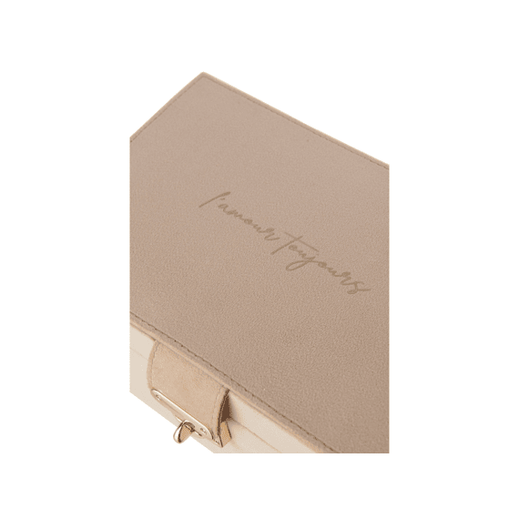 J-line Sieradendoosje Opbergvak Fluweel Beige 21,5x14x9,5cm
