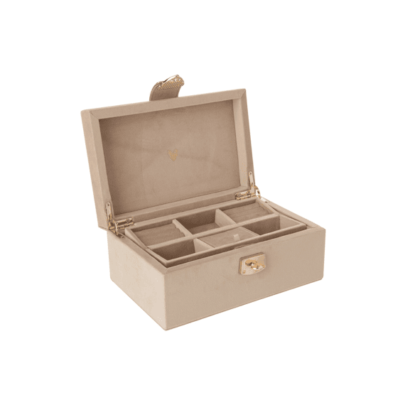 J-line Sieradendoosje Opbergvak Fluweel Beige 21,5x14x9,5cm