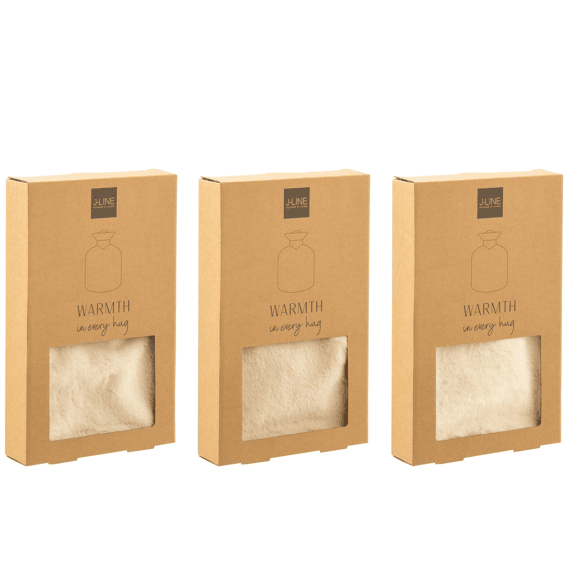 J-line Warmwater Fles Rubber Gebroken Wit/beige 33x20x5cm 3 Assortiment