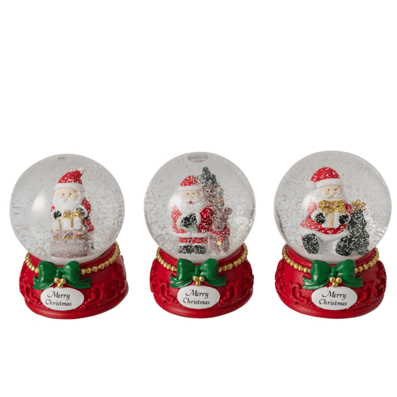 J-line Waterbol Kerstman Polyresin Groen/rood 8x8x11cm 3 Assortiment