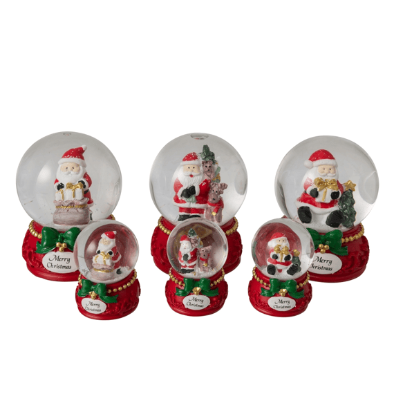 J-line Waterbol Kerstman Polyresin Groen/rood 8x8x11cm 3 Assortiment