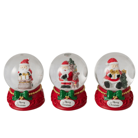 J-line Waterbol Kerstman Polyresin Groen/rood 8x8x11cm 3 Assortiment