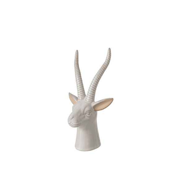 J-line Hert Hoofd Porselein Ecru M 13x10,5x23,5cm