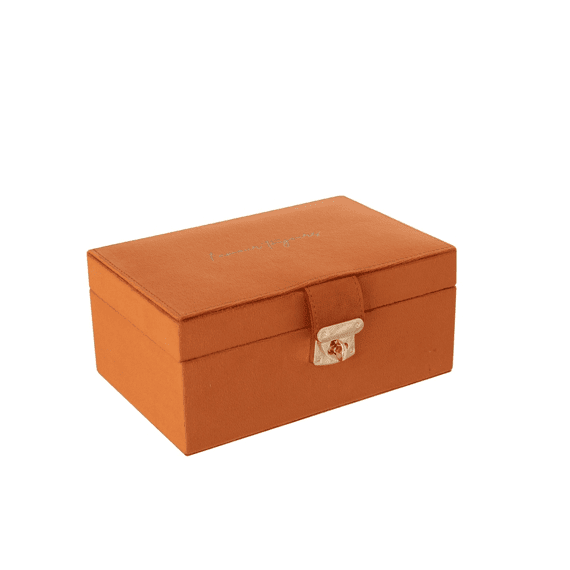 J-line Sieradendoos Opbergvakken Fluweel Bruin 21,5x14x9,5cm