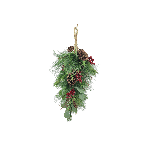 Hanger Dennenappels 55cm Naturel/rood