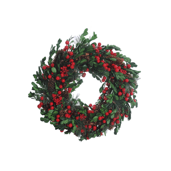 Krans Met Bessen En Bladeren D32cm Groen/rood