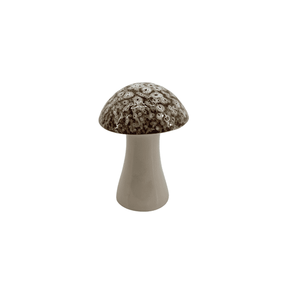 Paddenstoel Keramiek H12cm Bruin/wit