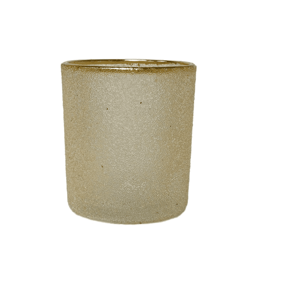 Theelichthouder Glas H8cm Wit/goud