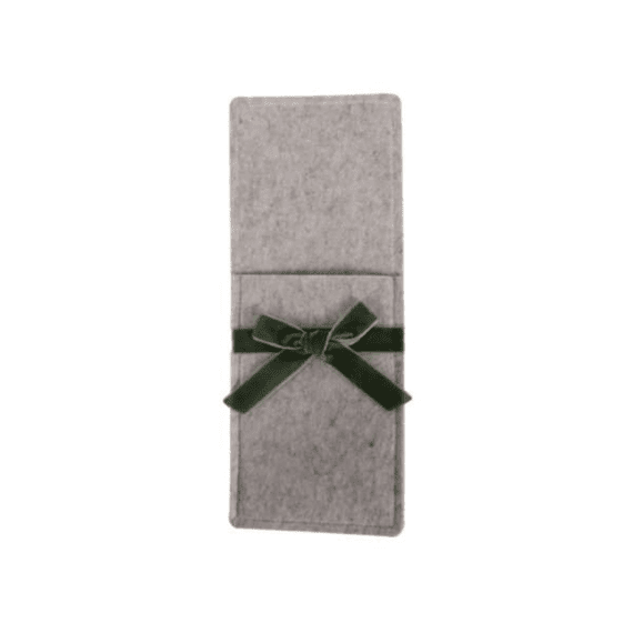 Bestekhouder Vilt Grijs Strik Velvet Groen 30x12cm