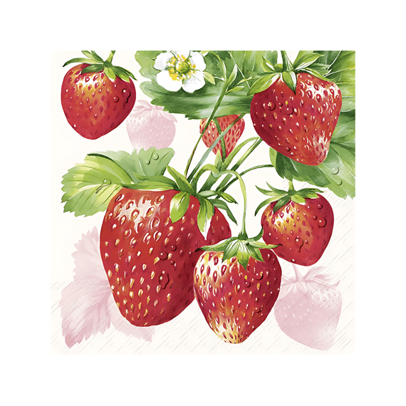 Ihr 10718 Strawberry Fruits Cocktailservet Cream
