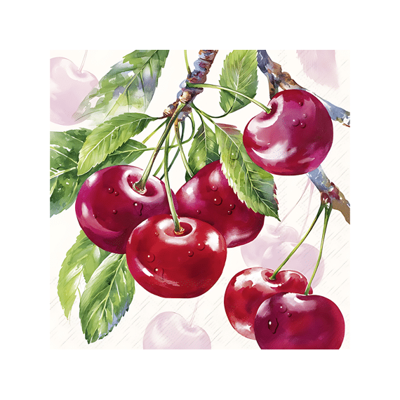 Ihr 10717 Cherry Fruits Lunchservet Cream