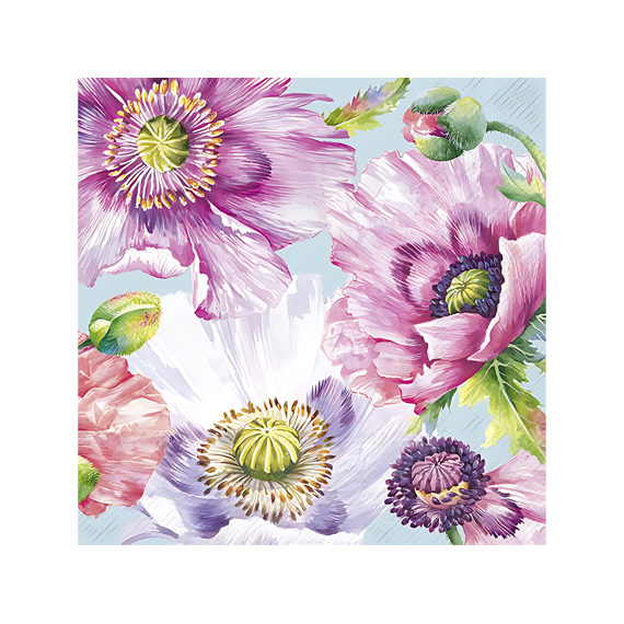Ihr 10730 Graceful Poppy Lunchservet L.blue