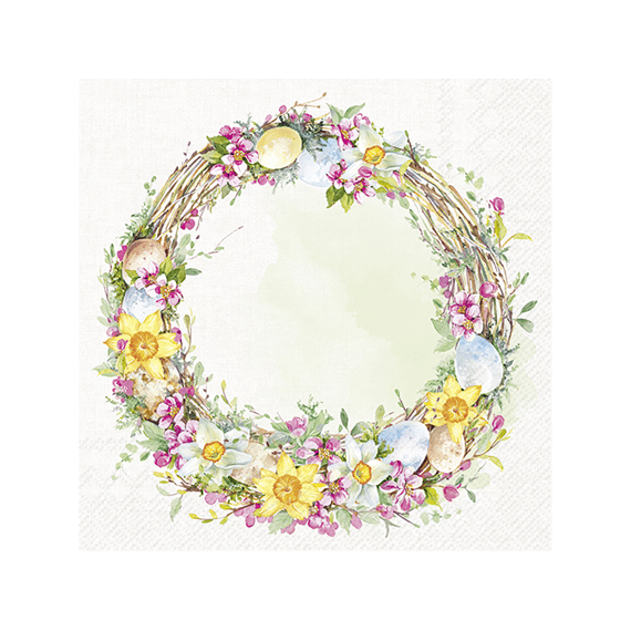 Ihr 11035 Happy Easter Wreath Lunchservet Cream
