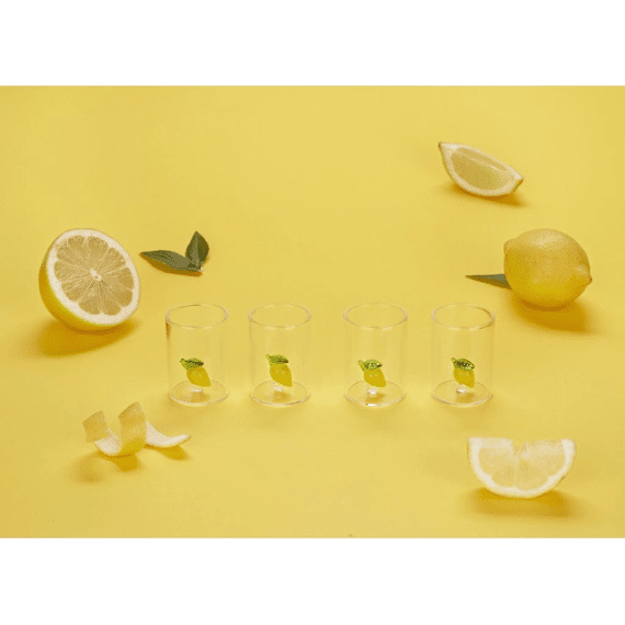 Balvi Shotglas Met Glasdecoratie 4 stuks Limoen