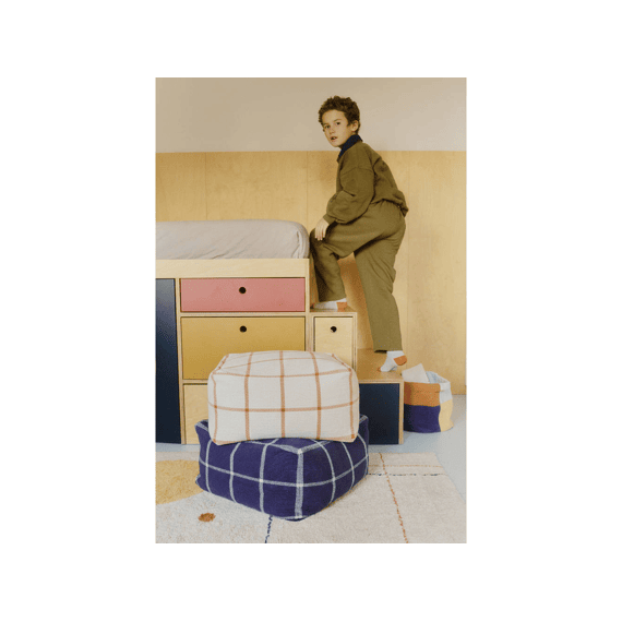 Lorena Canals Poef Geo Block Navy Blue