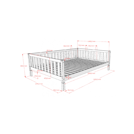 Vipack Dallas Bedbank 140x200 Natuur (incl.lattenbodem)