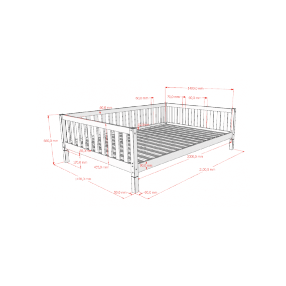 Vipack Dallas Bedbank 140x200 Natuur (incl.lattenbodem)