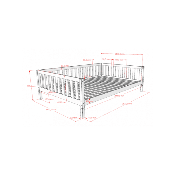 Vipack Dallas Bedbank 140x200 Wit (incl.lattenbodem)