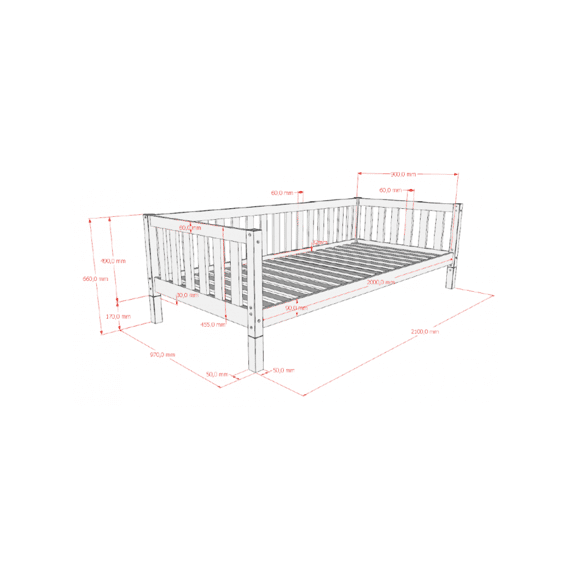 Vipack Dallas Bedbank 90x200 Wit (incl.lattenbodem)