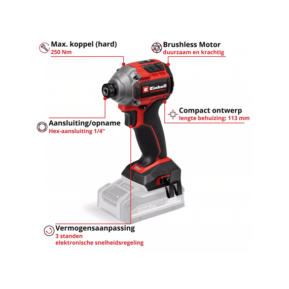 Einhell Professionele Accu Slagmoersleutel 18/250  Tp-ci Exculsief Batterij