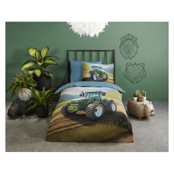Good Morning Dekbedovertrek Kids 140x220 + 1 60x70cm Aart Groen