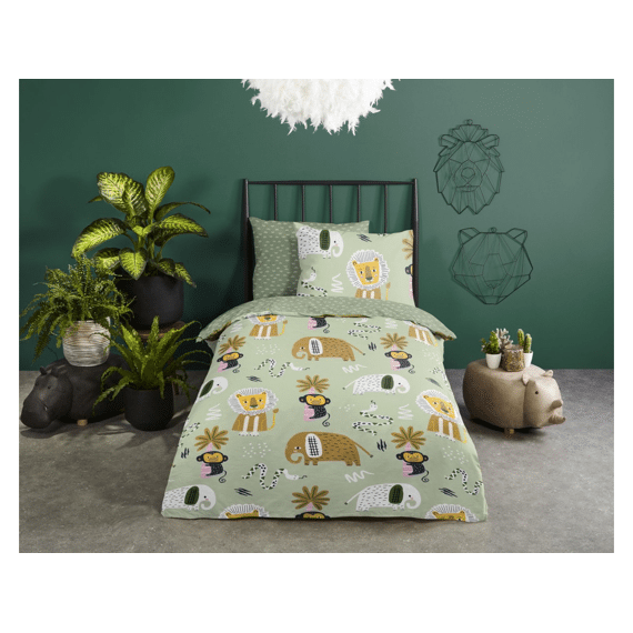 Good Morning Dekbedovertrek Kids 140x220 + 1 60x70cm Chuck Groen