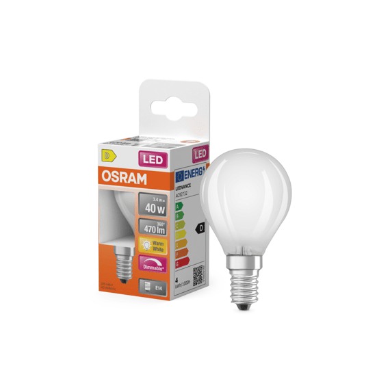 Osram Led Superstar Classic P 40 Glas Frosted Dimbaar 5w/827 E14
