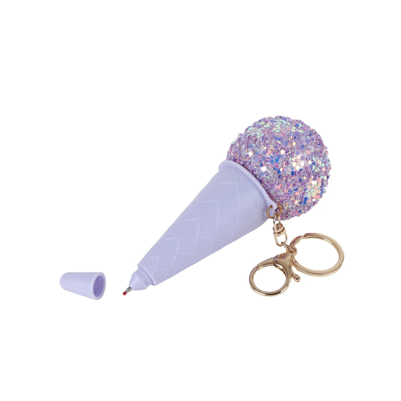 Sleutelhanger Glamour Pen Ijsje Paars 14cm
