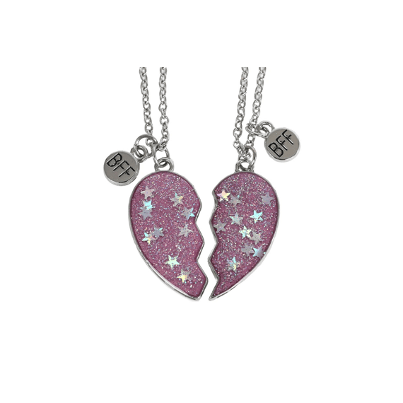 Glamour Bff Vriendschapsketting Hart 2-delig Roze