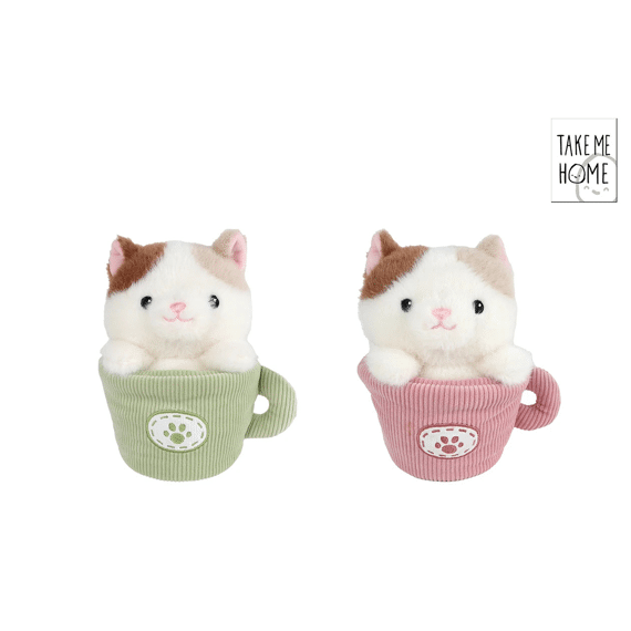 Take Me Home Pluche Poes In Mok 18cm Assortiment