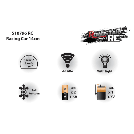 R/c Roadstar Formula Race Auto Zwart/oranje Met Licht 13.5cm 2.4ghz