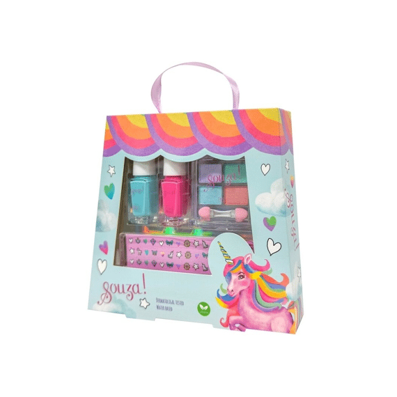 Souza Beauty Set Unicorn Nagellak En Nagelstickers Roze En Blauw